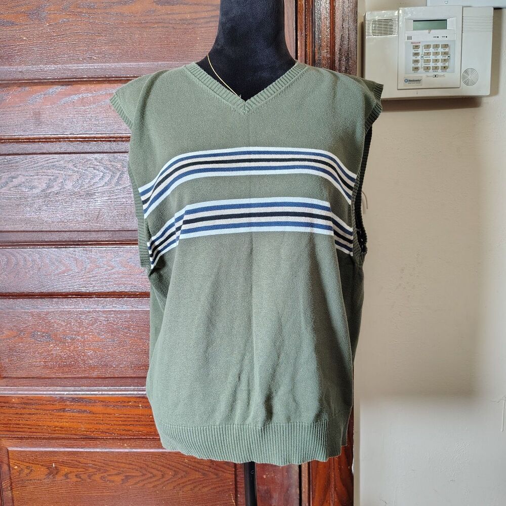 Alternative 100%Cotton VTG Skater Preppy Striped Sweater Vest Men's Sz XL/T264